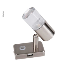 CARBEST LED Touch Spot Med USB-port, børstet stål og glass.
